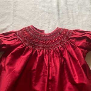 Starbucks Red Embroidered Smocked Top
